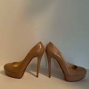 Christian Louboutin Nude Patent Leather Platform Pumps